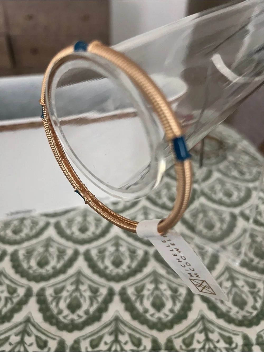 Michele McDowell Gold-Tone Bangle with Blue Accent Beads with tag. ( brand new)
